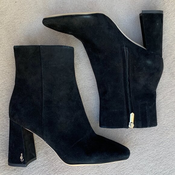 Sam Edelman Codie Genuine Suede Block Heel Ankle Booties Sz8 - Picture 9 of 15